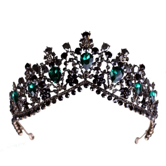 Baroque vintage upscale bridal crown bridal jewelry Black - Shop at LoveMi