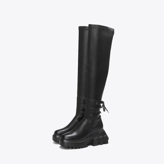 Thick Soled Over The Knee Women's Stretch Boots Single Layer 37 - Shop at LoveMi