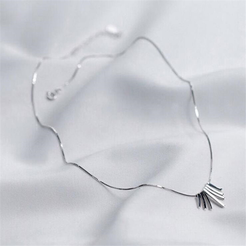 Simple S925 Sterling Silver Su Pendant Multi-bar Necklace
