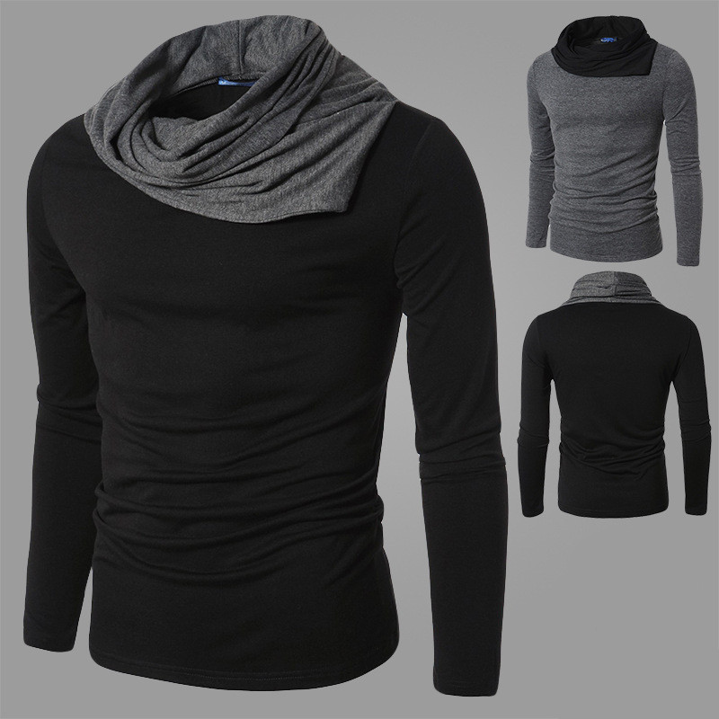 Knitted Bottoming Shirt Pullover Men's Slim High Neck Long Sleeves