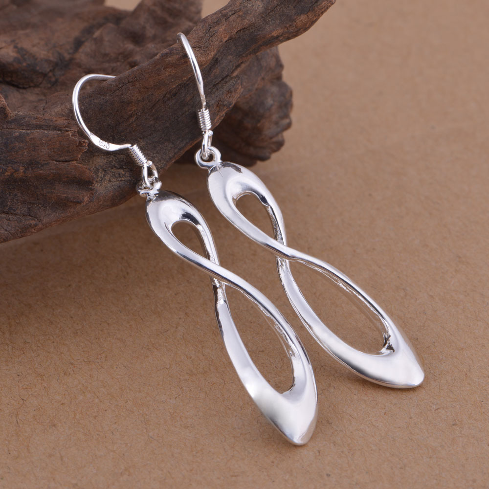 Sterling Silver Earrings Long Figure Eight Earrings