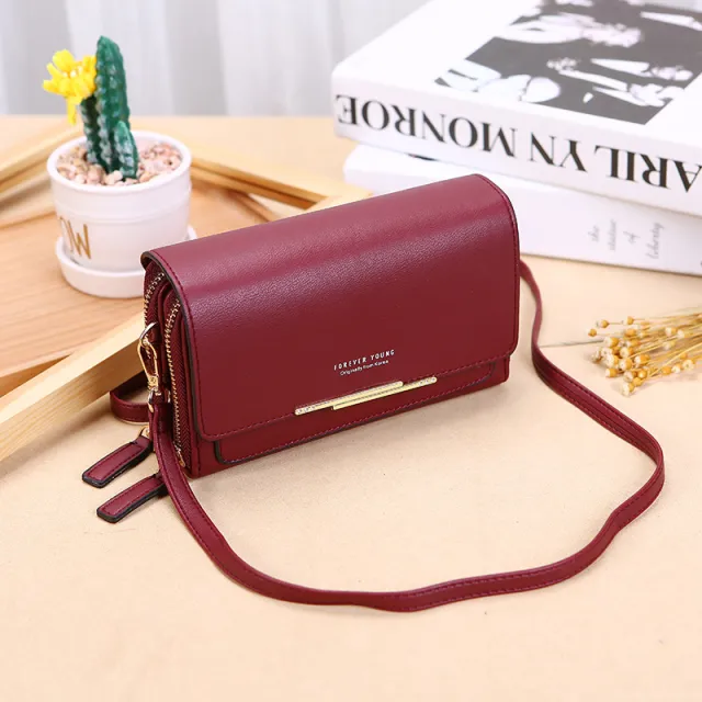 Mobile Phone Bag Women's Long Wallet Large Capacity Multifunctional Shoulder Crossbody Bags Red - Shop at LoveMi