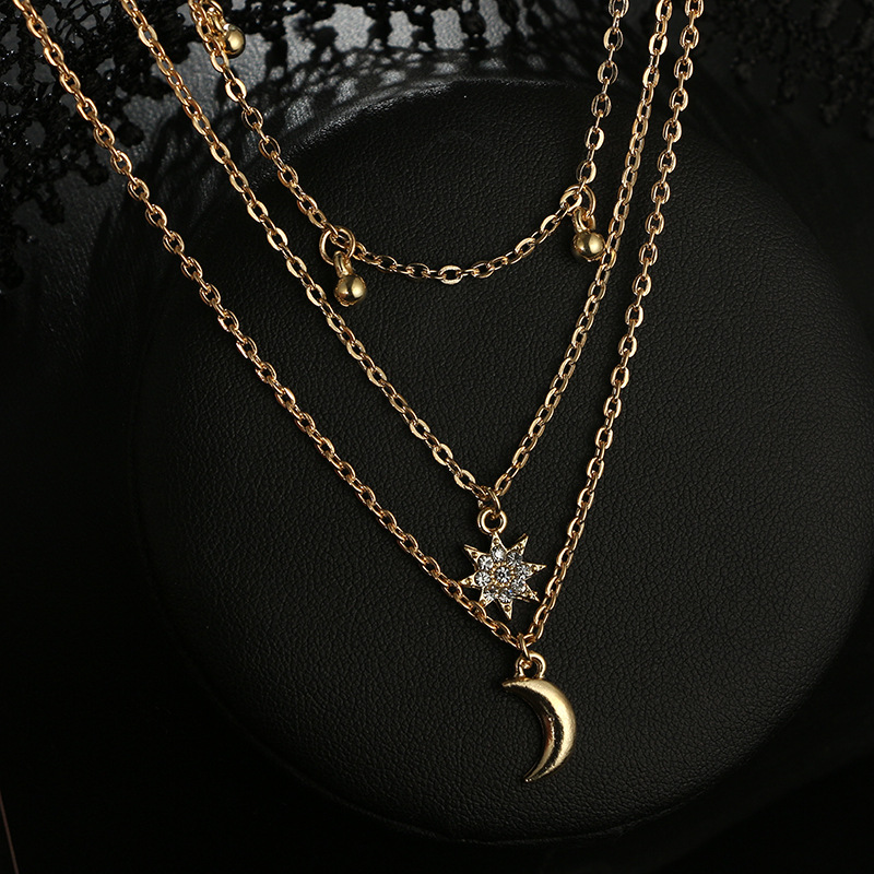 Moon multilayer clavicle chain versatile necklace