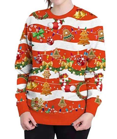 New Christmas round neck hoodie - Orange