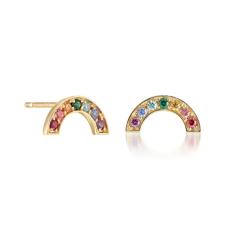 Sterling Silver Rainbow Stud Earrings Fashion