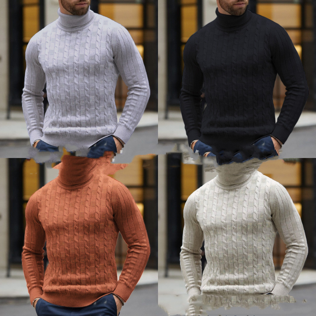 Collar men's pullover twist sweater men's bottoming sweater
