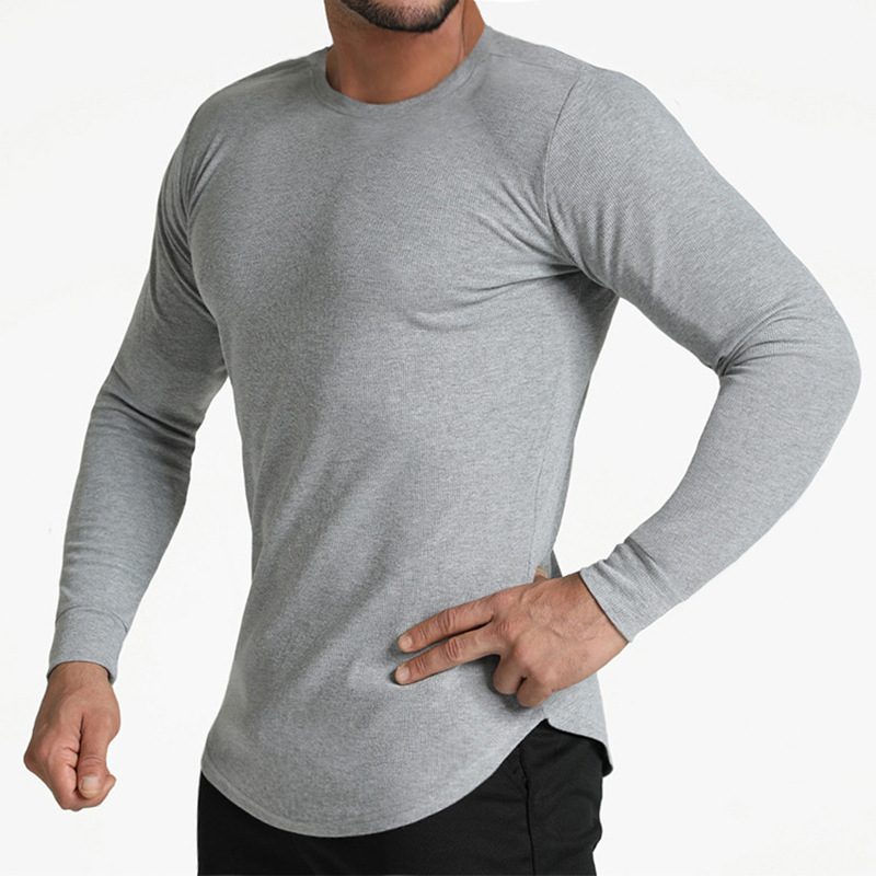 Round neck t-shirt men's slim long-sleeved T-shirt