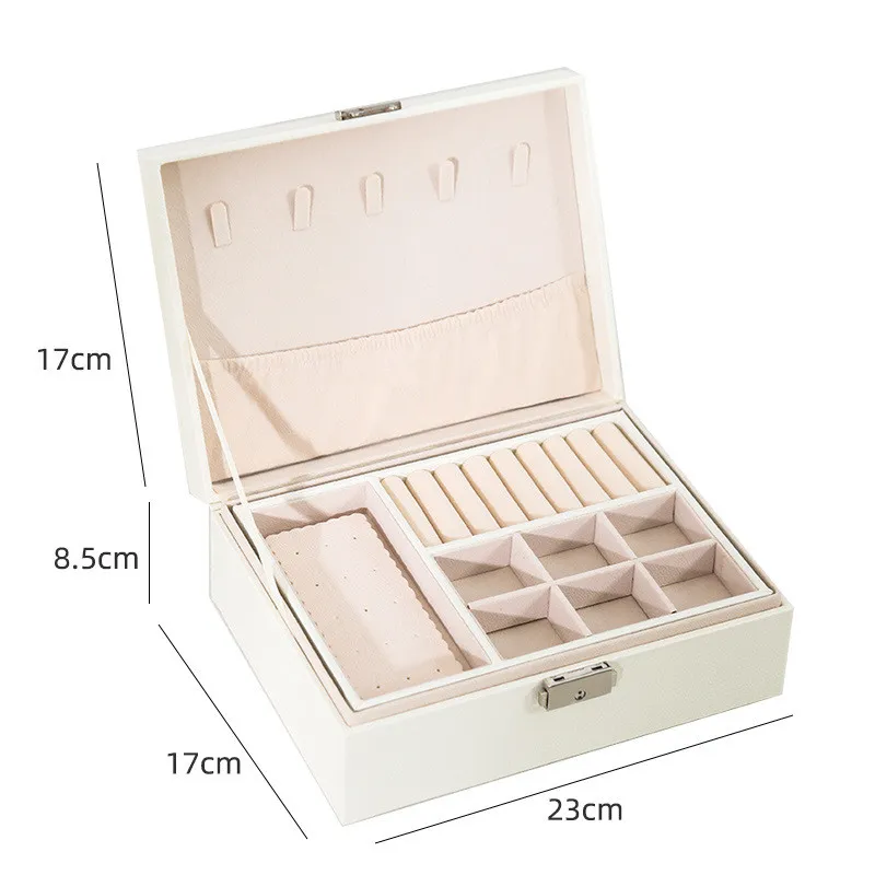 Double-layer lockable jewelry storage and sorting box - White Classic