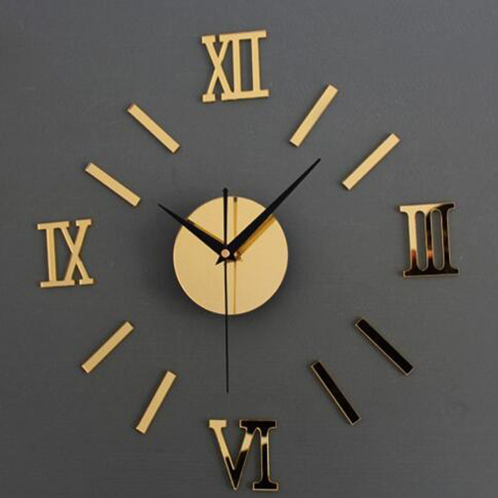 Study Living Room Creative Roman Clock Mirror Silent Wall Clock