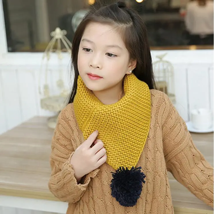 Winter wool knitting baby neck wrap - Yellow