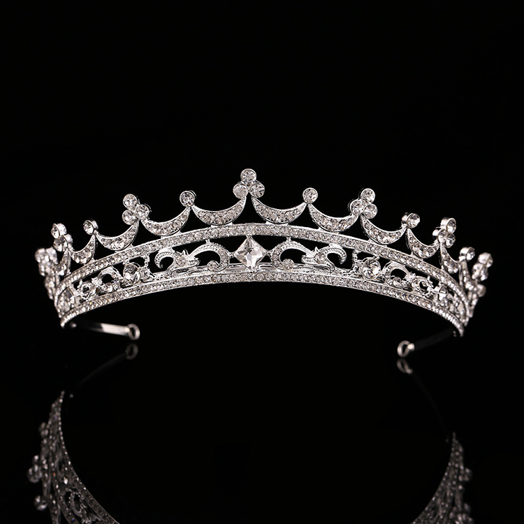 European and American Retro Bridal Crown Diamond Headband Silver - Shop at LoveMi