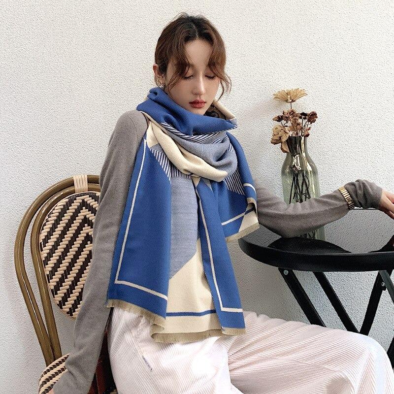 Double-Sided Solid Color Dual-Purpose Thick Warm Scarf