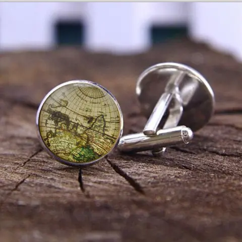 Cufflinks World Map Retro