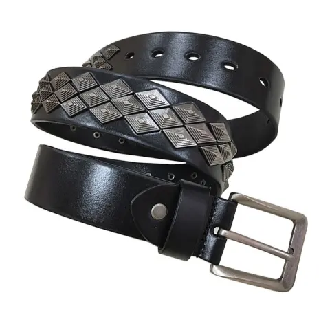 Rivet Alloy Leather Belt for Men and Women