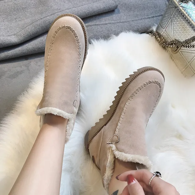 Plush cotton boots Martin boots Beige - Shop at LoveMi
