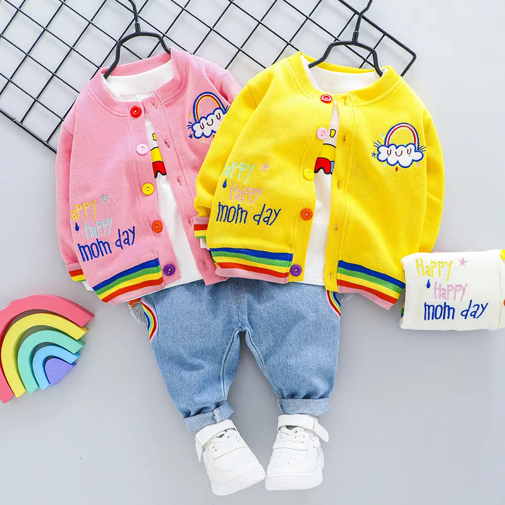 Rainbow Long Sleeve Kids Three-piece Set