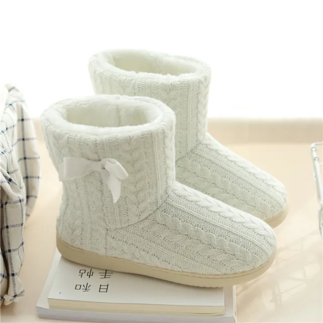 Cotton slippers women plus velvet inner bag with high top boots White - Shop at LoveMi