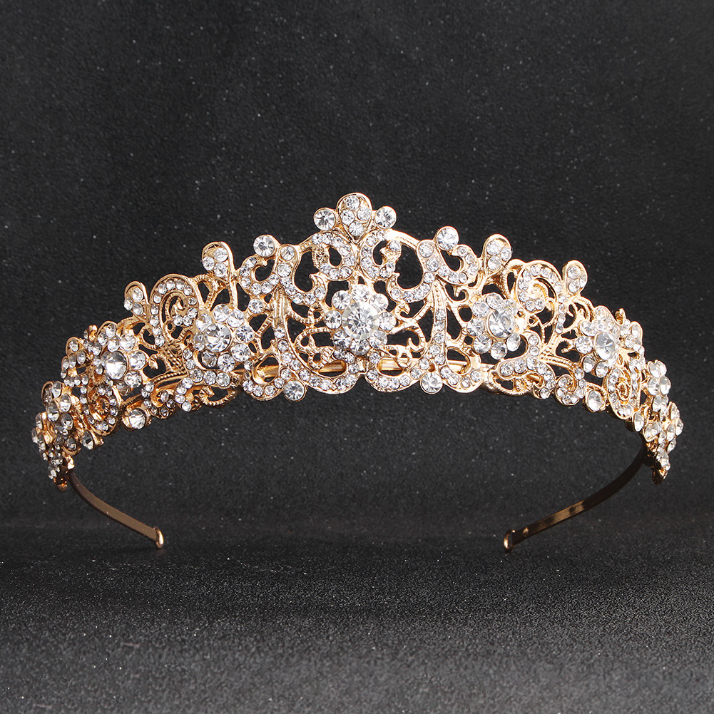 European and American Retro Bridal Crown Diamond Headband Gold - Shop at LoveMi