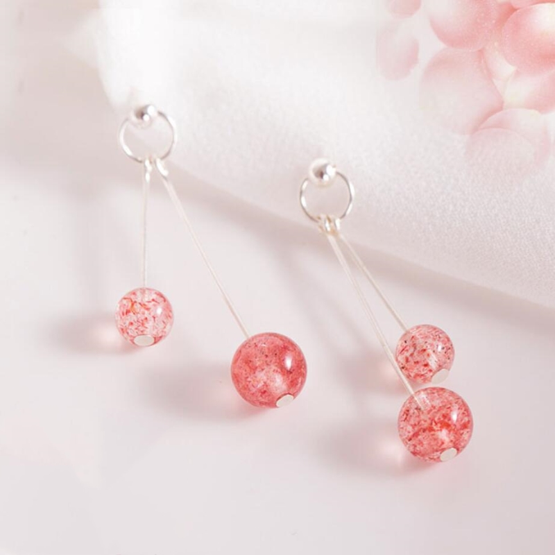 Frosty Strawberry Crystal Earrings
