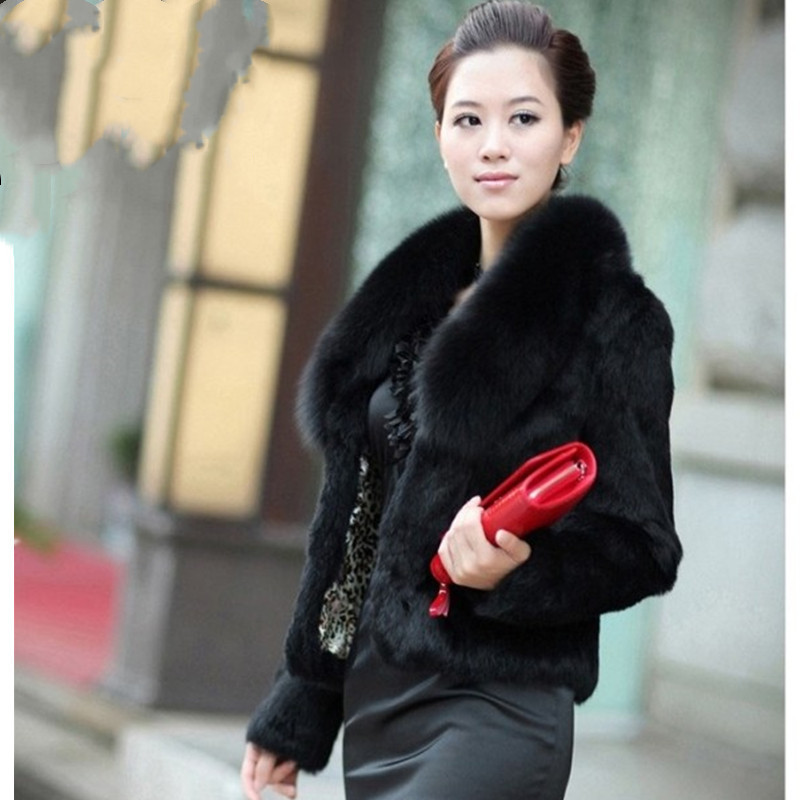 Short Artificial Fur Coat Of Rabbit Fur In Winter