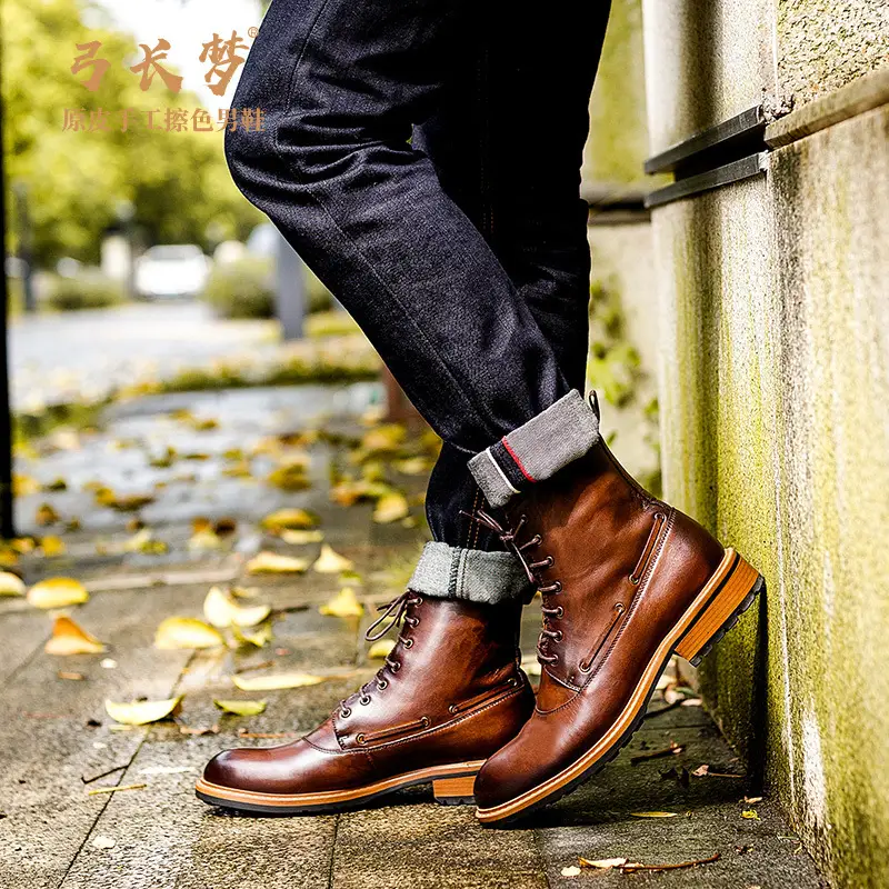 Casual Leather Boots British Men's Retro Martin Boots