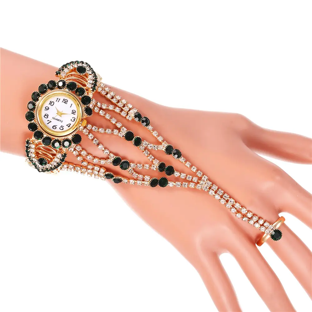 Ladies Full Diamond Claw Chain Ring Set
