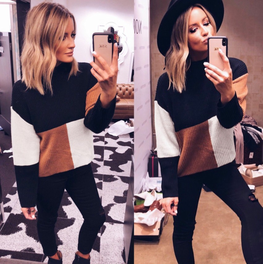 Color Mosaic long sleeve sweater