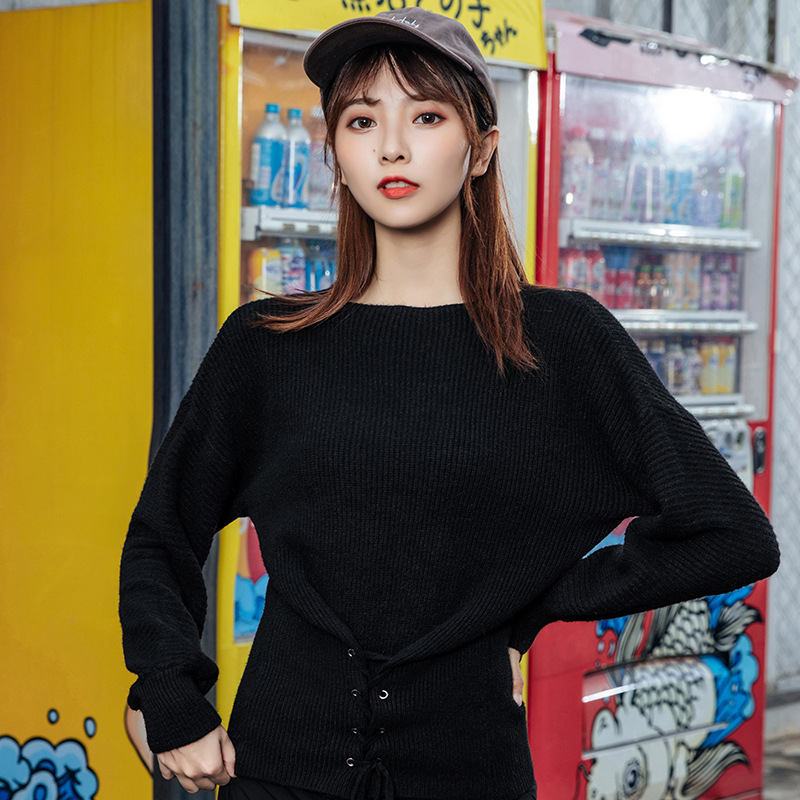 Lace-Up Knit Top With Straps And Waist Female