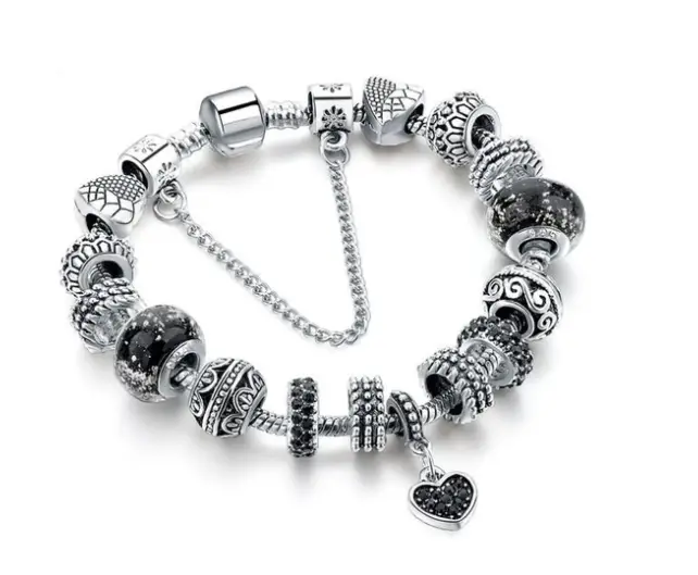 Diamond Peach Heart Pendant Bracelet