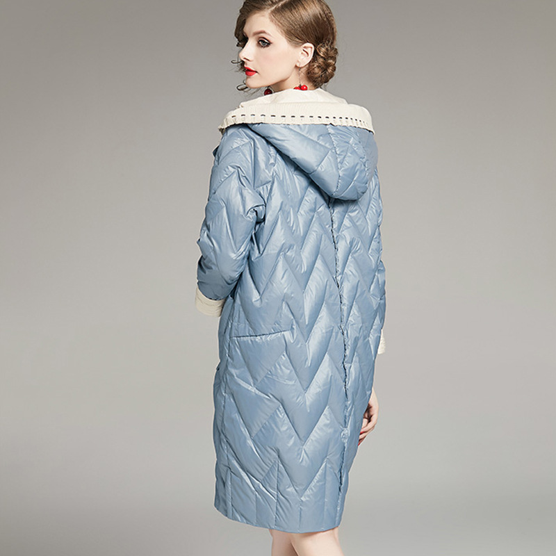 Patchwork straight down jacket