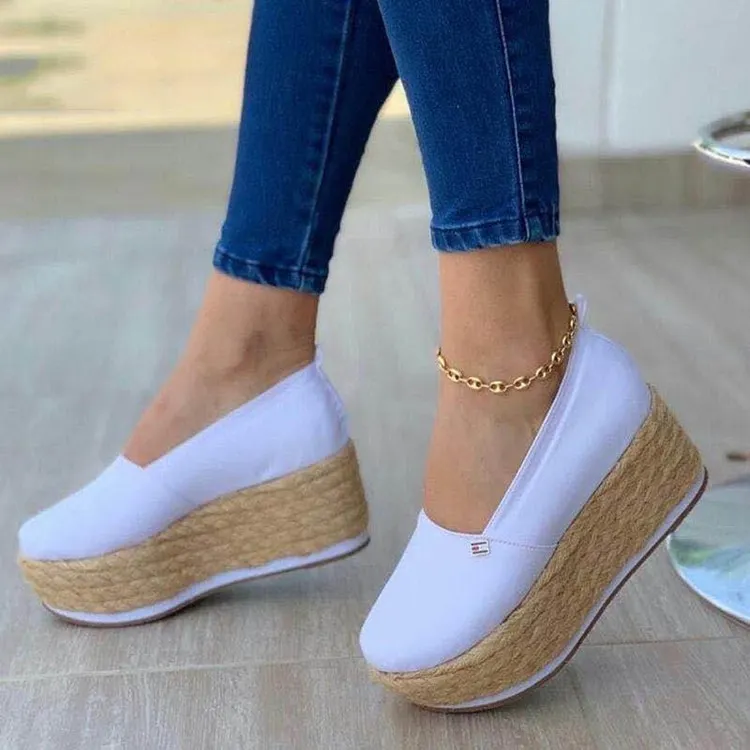 New platform platform canvas shoes - White