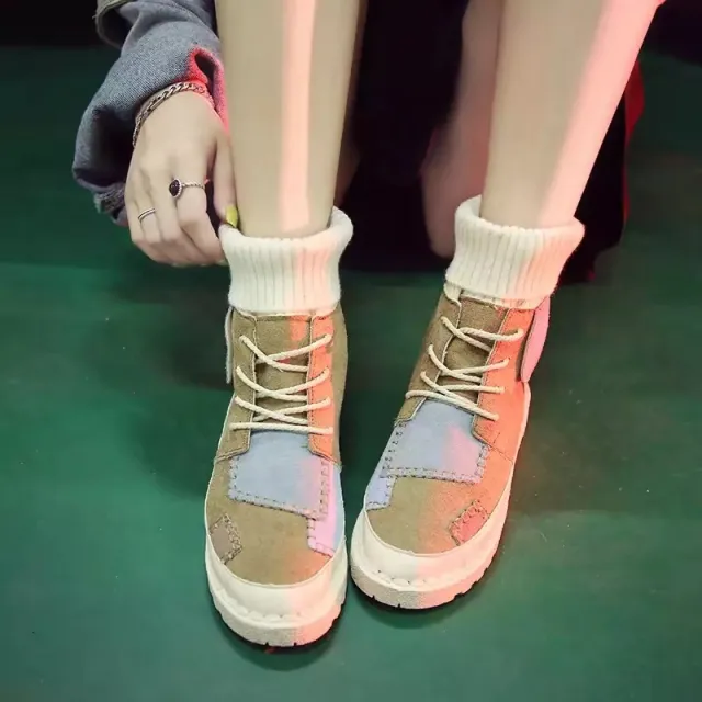 Women's patch socks Martin boots Khaki - Shop at LoveMi