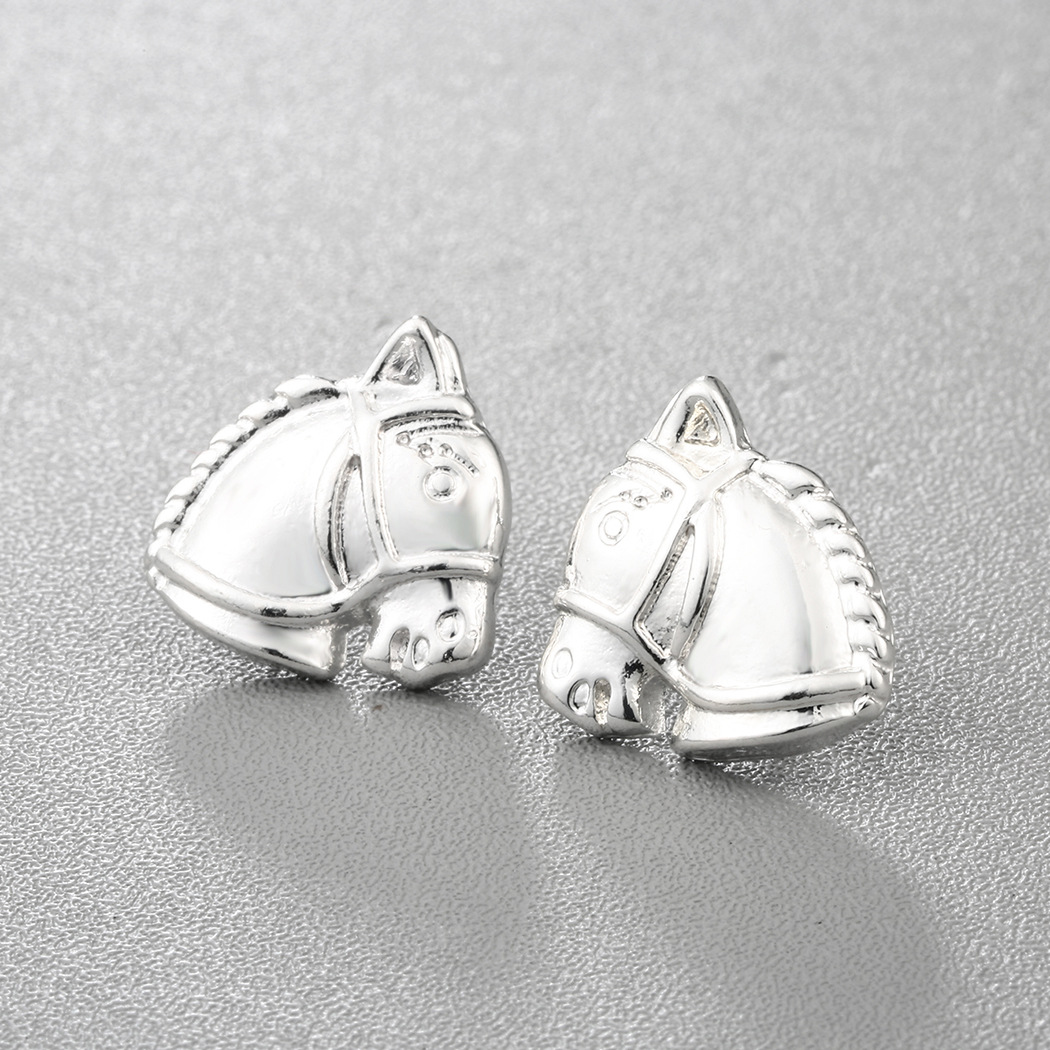 Mini horse head alloy earrings