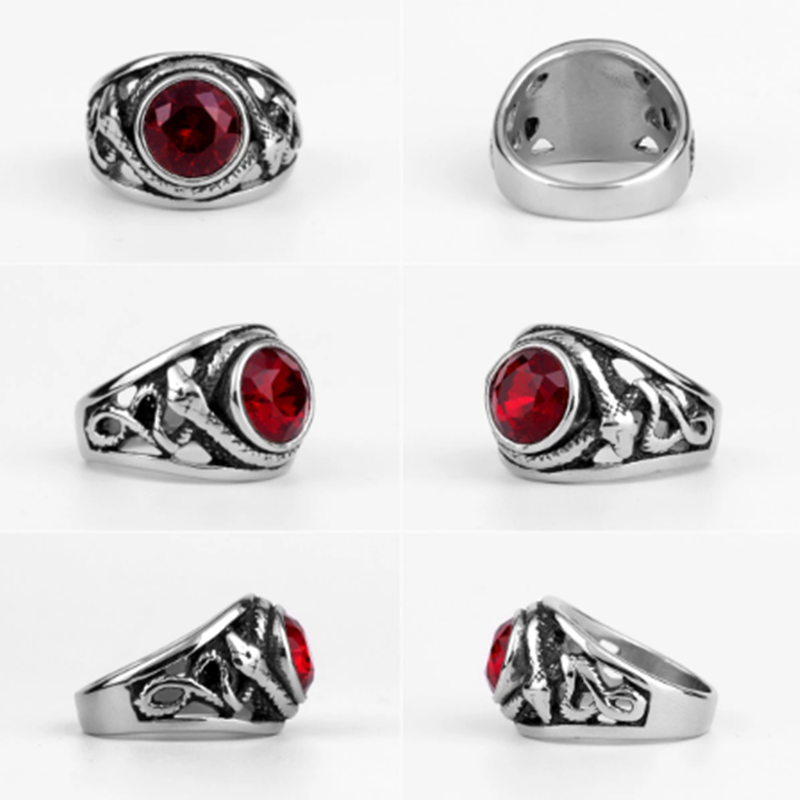 Titanium Steel Ring Retro Gem Snake Personality Trend