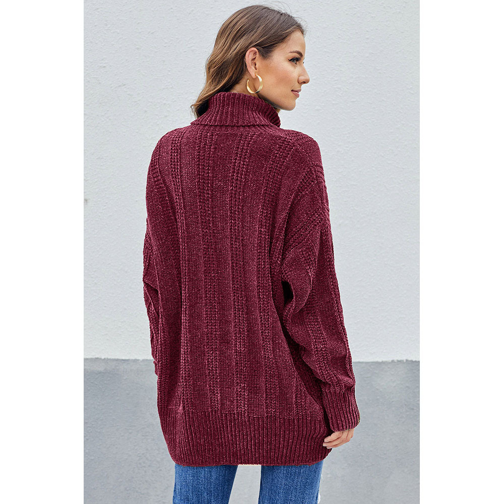 Turtleneck pullover long sleeve sweater women