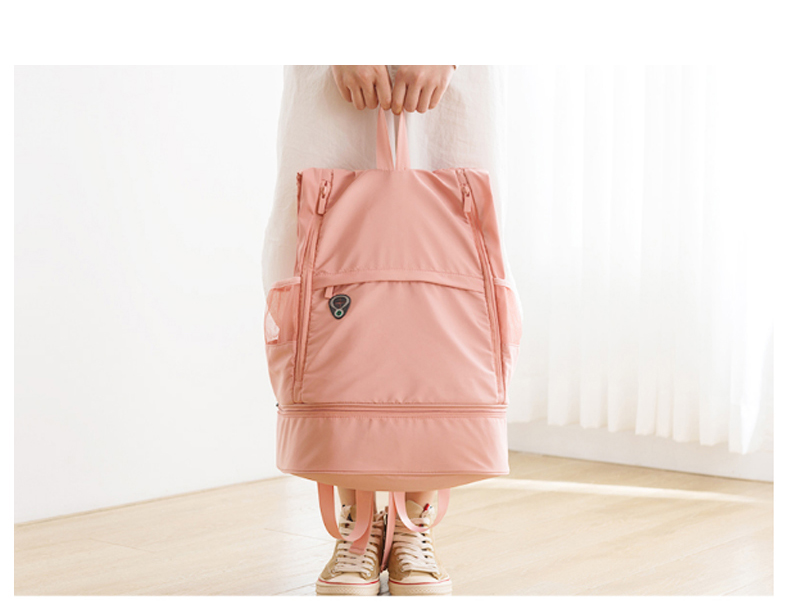 حقيبة ظهر نسائية قابلة للطي مقاومة للماء بتصميم من نسيج الذاكرة للسفر