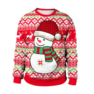 New Christmas round neck hoodie Red - Shop at LoveMi