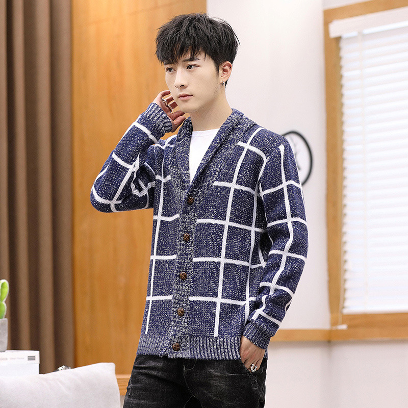 Men's Plaid Cardigan Sweater