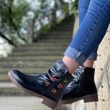 Round toe solid color short boots women's shoes