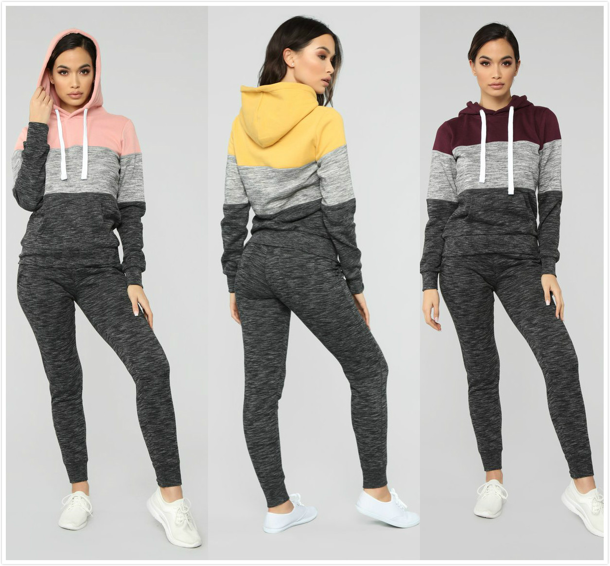 Fleece color matching sweater suit