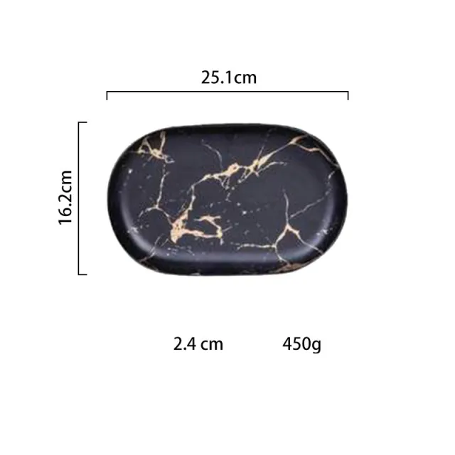 Light luxury style marble and gold irregular ceramic tray 5Style - Shop at LoveMi
