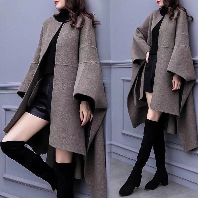 Loose wool coat medium length