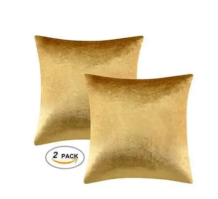 2 Packs Gold Decorative Cushions Covers Cases for Sofa Bed - 04Yellow