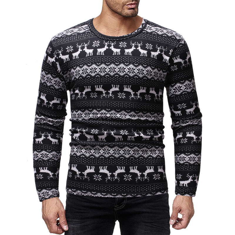 Men's round neck long sleeve T-shirt