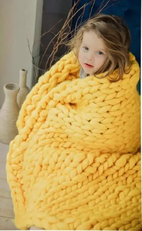 Hand Knitted Wool Blanket