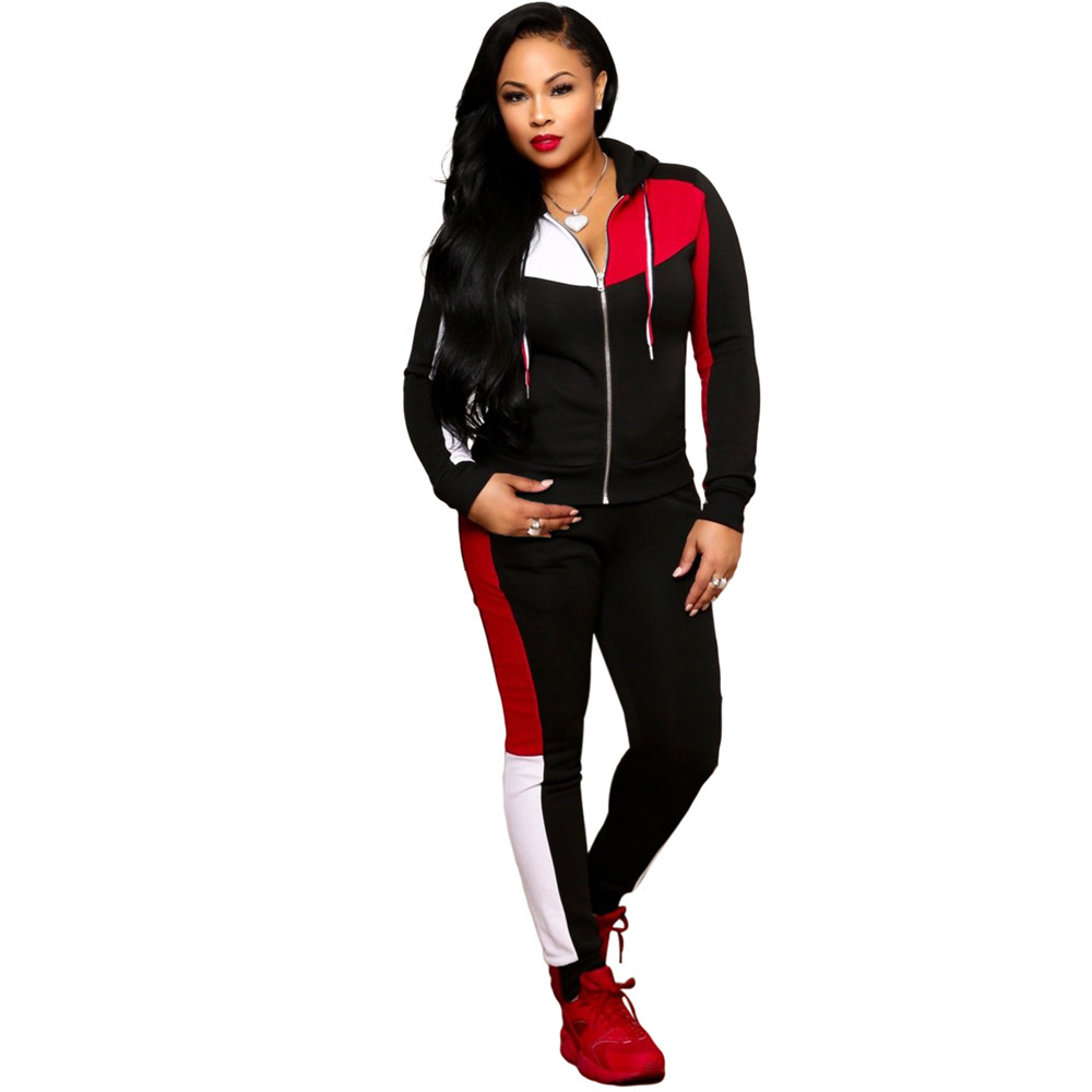 Autumn women's two piece hooded sportswear set