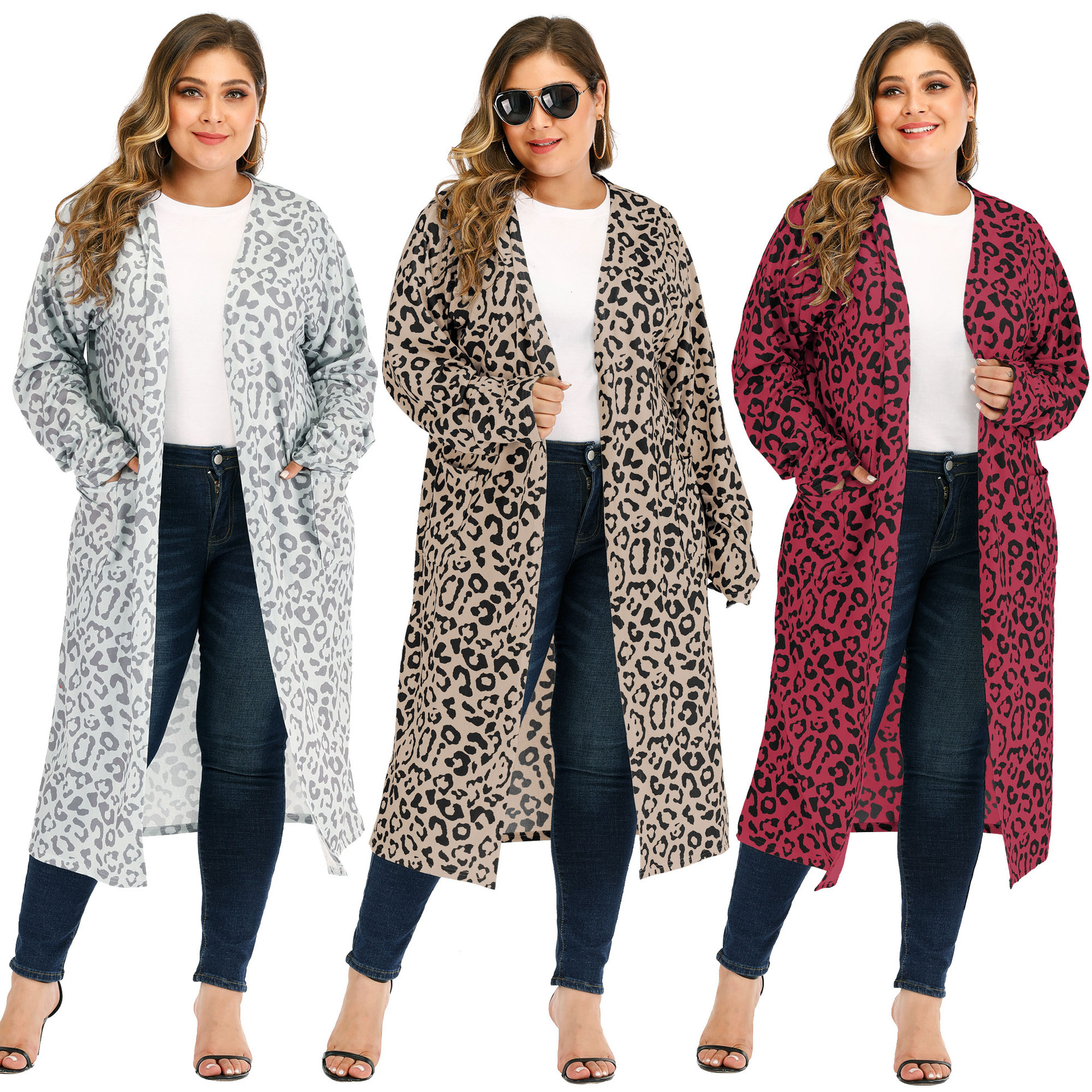 Ladies leopard print long-sleeved cashmere sweater