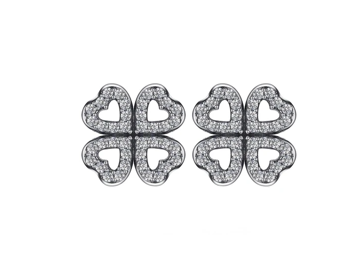 Hollow Love Four-leaf Clover Diamond Earrings