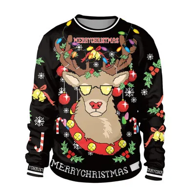 New Christmas round neck hoodie Black - Shop at LoveMi