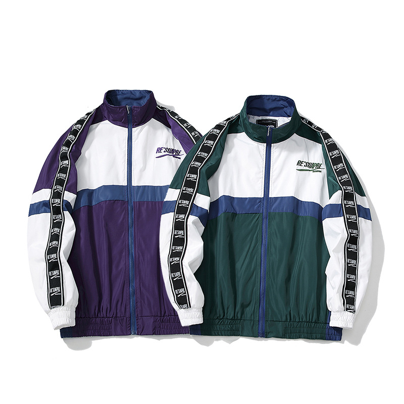 Hip-hop String Standard Color Block Jacket